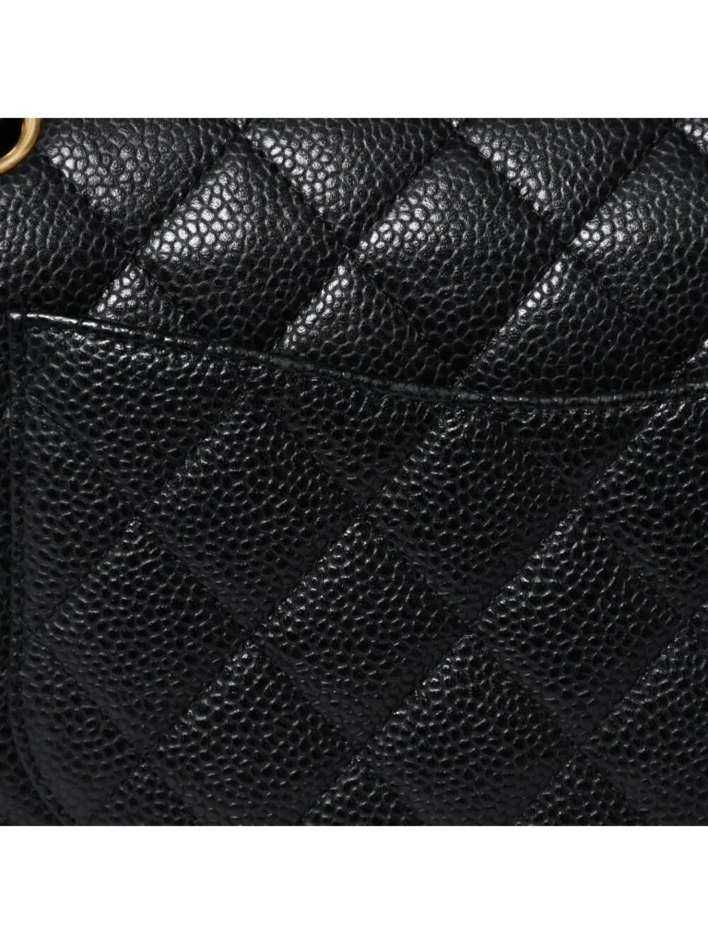 Chanel Quilted 25 Double Flap Chain Shoulder Bag CC Logo Caviar Leather Black